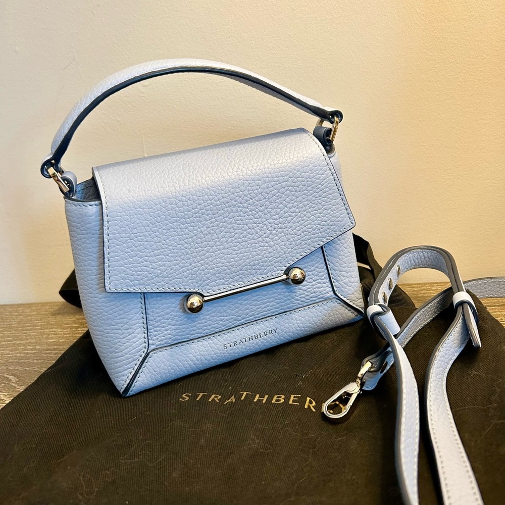 Strathberry Blue Mini Bag with Detachable Strap